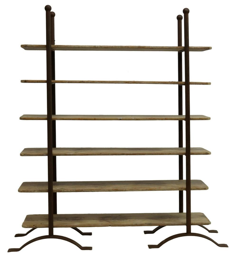RUSTIC IRON FRAME & PINE SHELVES BAKER'S RACK (1 of 3)