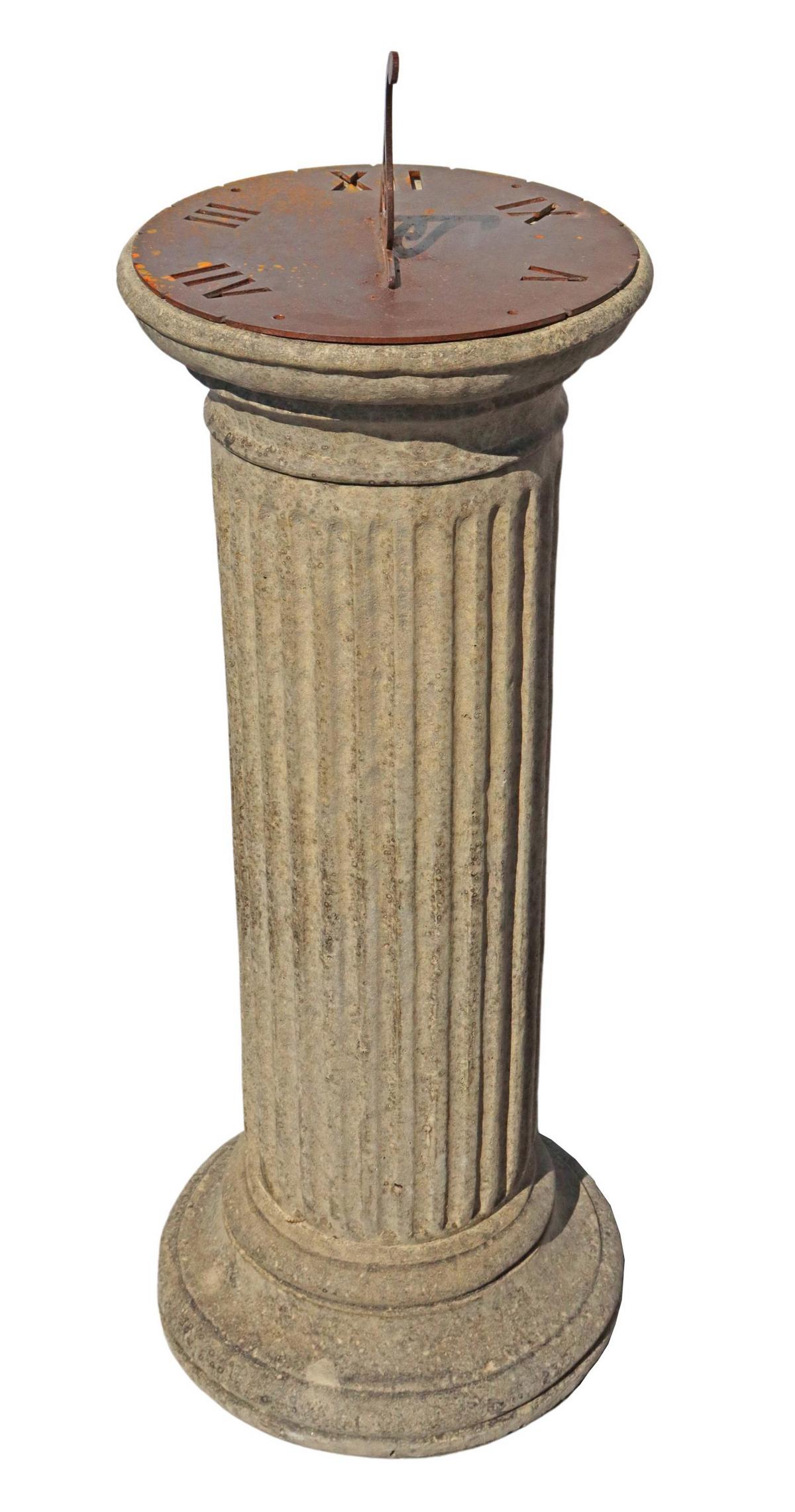 CAST STONE & IRON GARDEN STATUARY SUN DIAL (1 of 3)