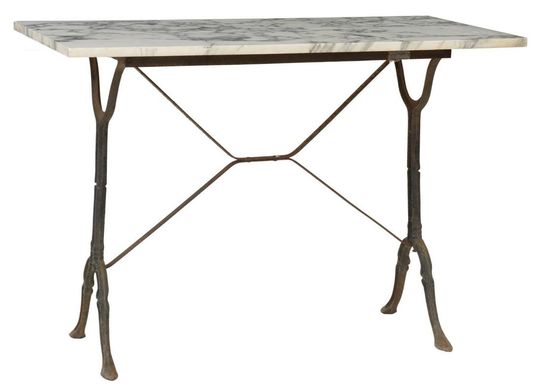 FRENCH PARISIAN MARBLE-TOP CAST IRON BISTRO TABLE (1 of 4)