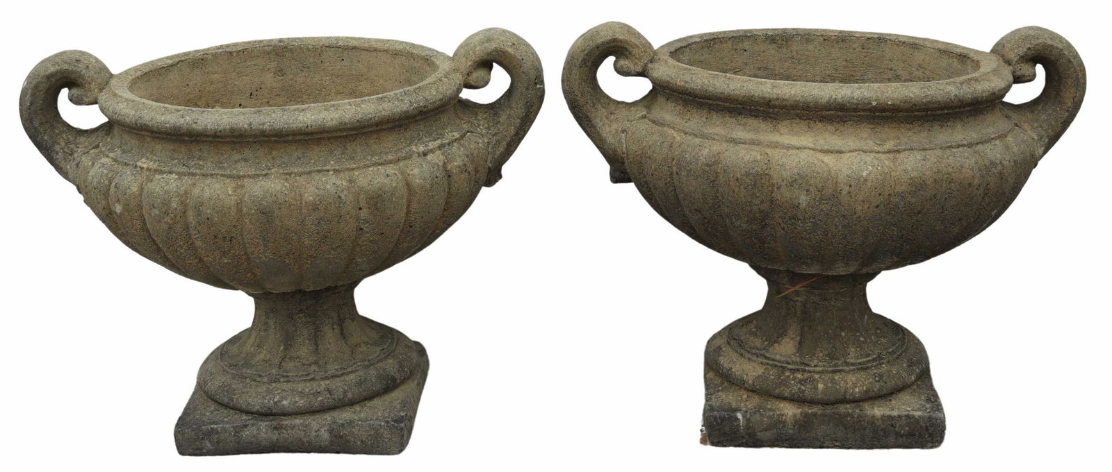 (2) CAST STONE GARDEN STATUARY URN PLANTERS (1 of 2)