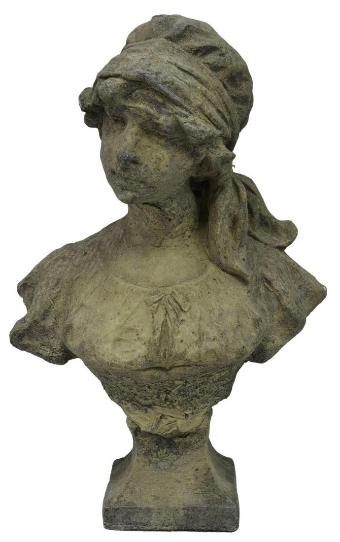 CAST STONE GARDEN STATUARY FEMALE BUST (1 of 3)