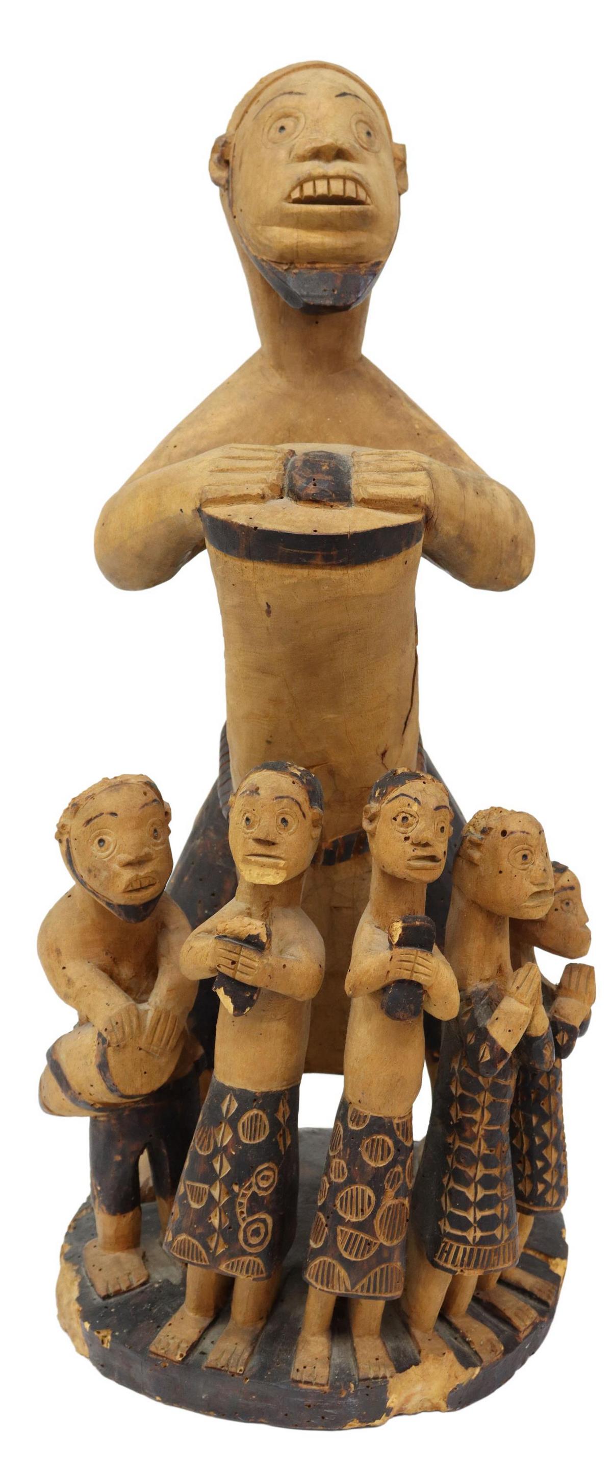 AFRICAN TRIBAL CARVED WOOD FIGURE GROUP (1 of 4)