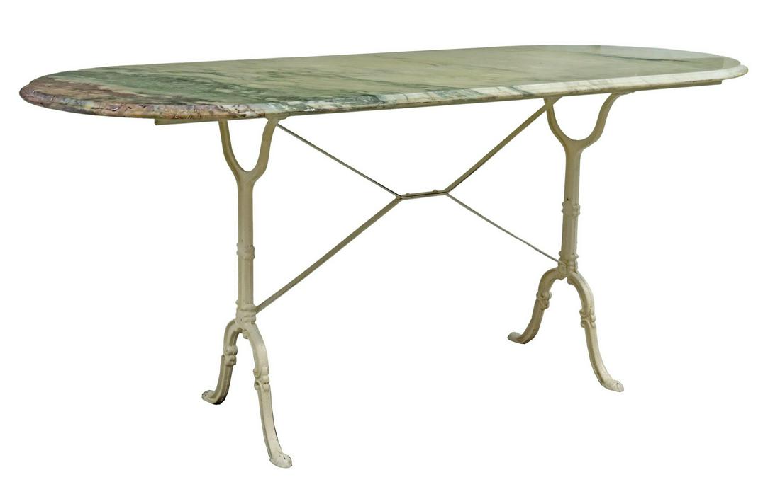 FRENCH PARISIAN MARBLE-TOP CAST IRON BISTRO TABLE (1 of 4)