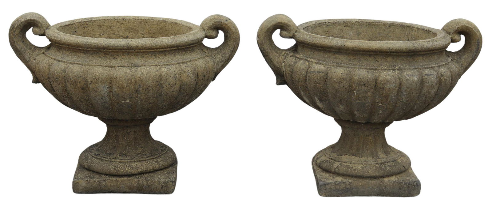 (2) CAST STONE GARDEN STATUARY URN PLANTERS (1 of 2)