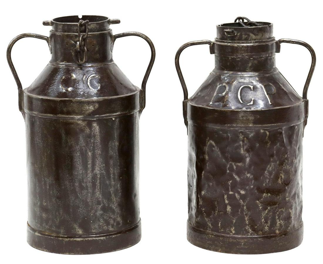 (2) VINTAGE DECORATIVE STEEL MILK CANS (1 of 3)