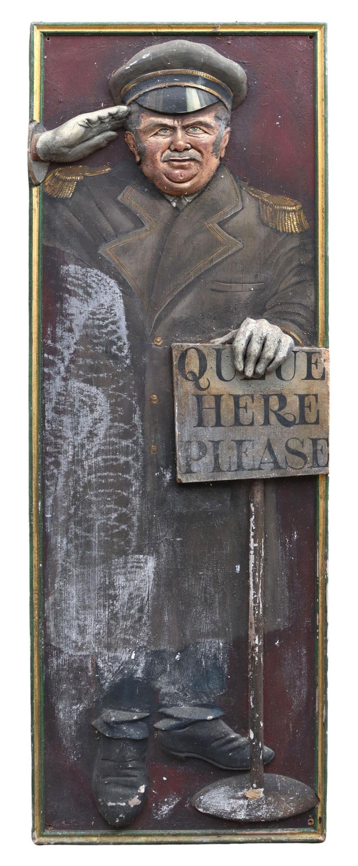 VINTAGE CARVED 3-D USHER CINEMA THEATER SIGN (1 of 2)