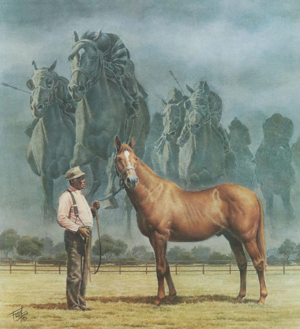 FRED STONE SIGNED MAN O' WAR RACEHORSE PRINT (1 of 5)