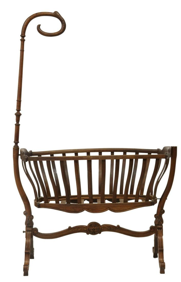 VICTORIAN CARVED WALNUT CHILD'S CRADLE (1 of 3)