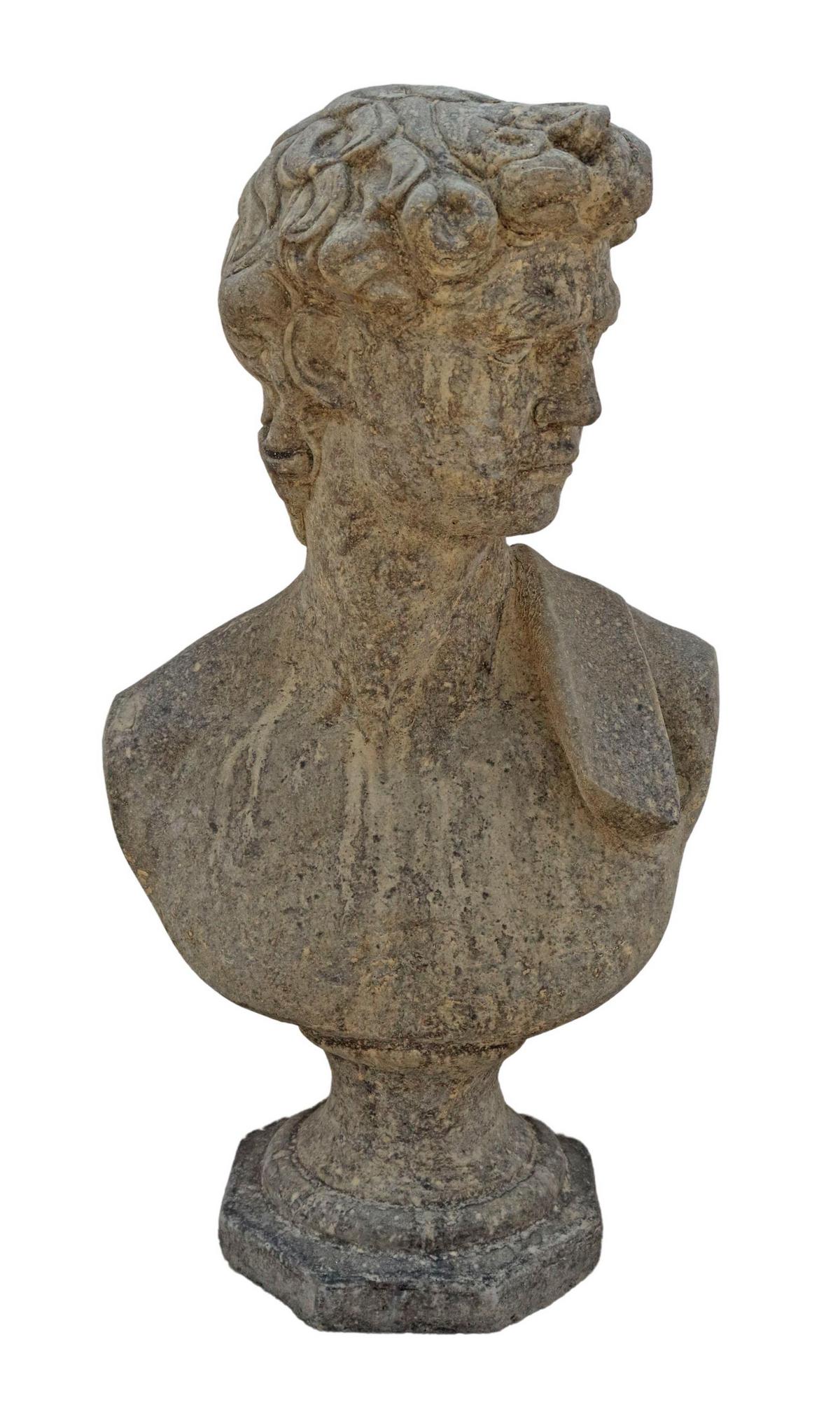 CAST STONE GARDEN STATUARY BUST (1 of 3)
