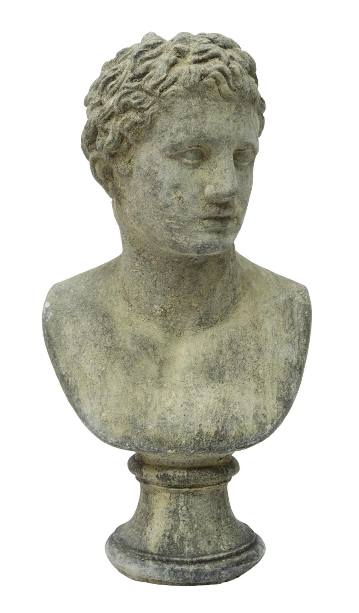 CLASSICAL STYLE CAST STONE BUST OF ADONIS (1 of 3)