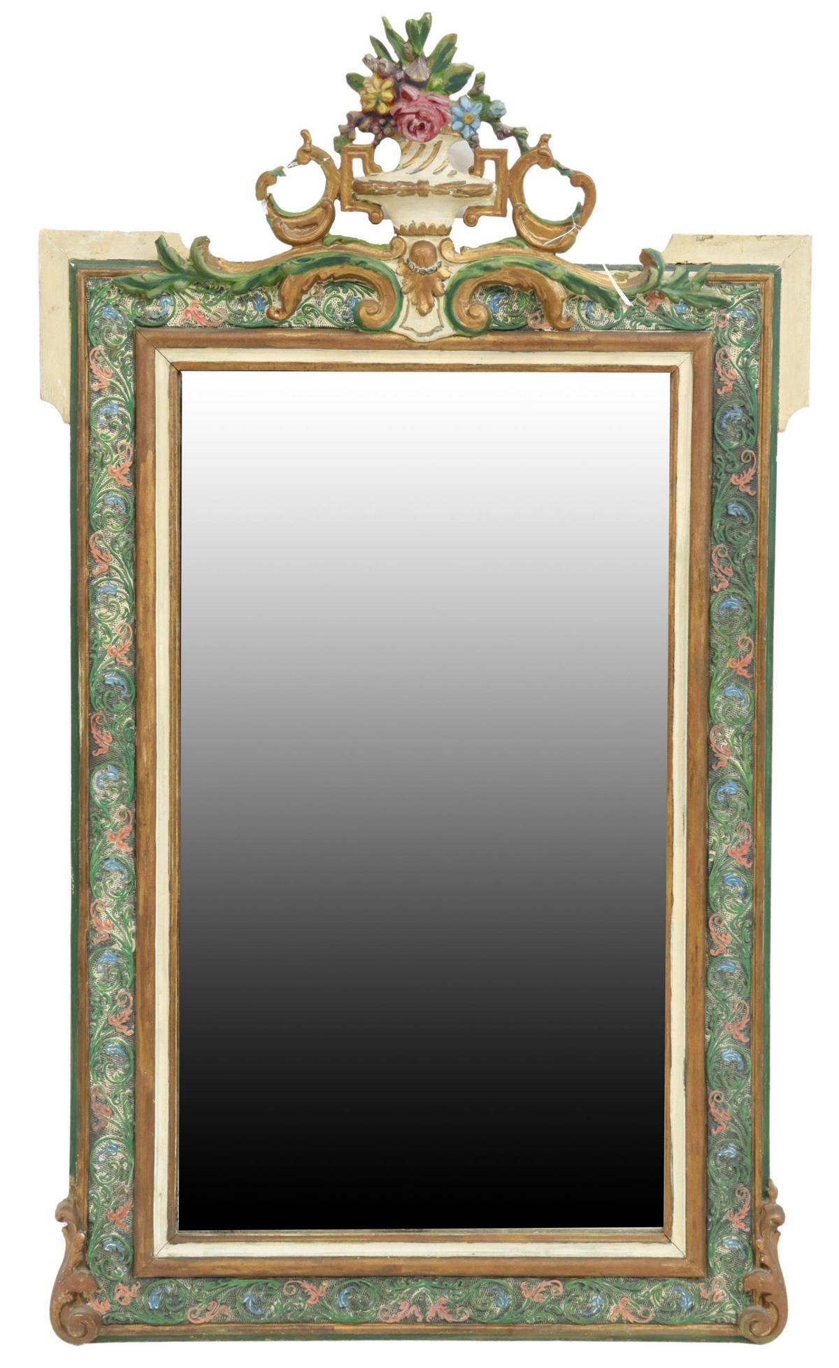 FRENCH LOUIS XV STYLE PAINTED WALL MIRROR (1 of 3)