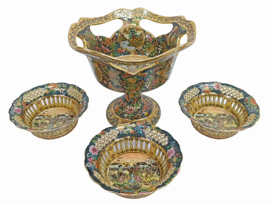 (4) SATSUMA STYLE PORCELAIN COMPOTE & BOWLS (1 of 6)