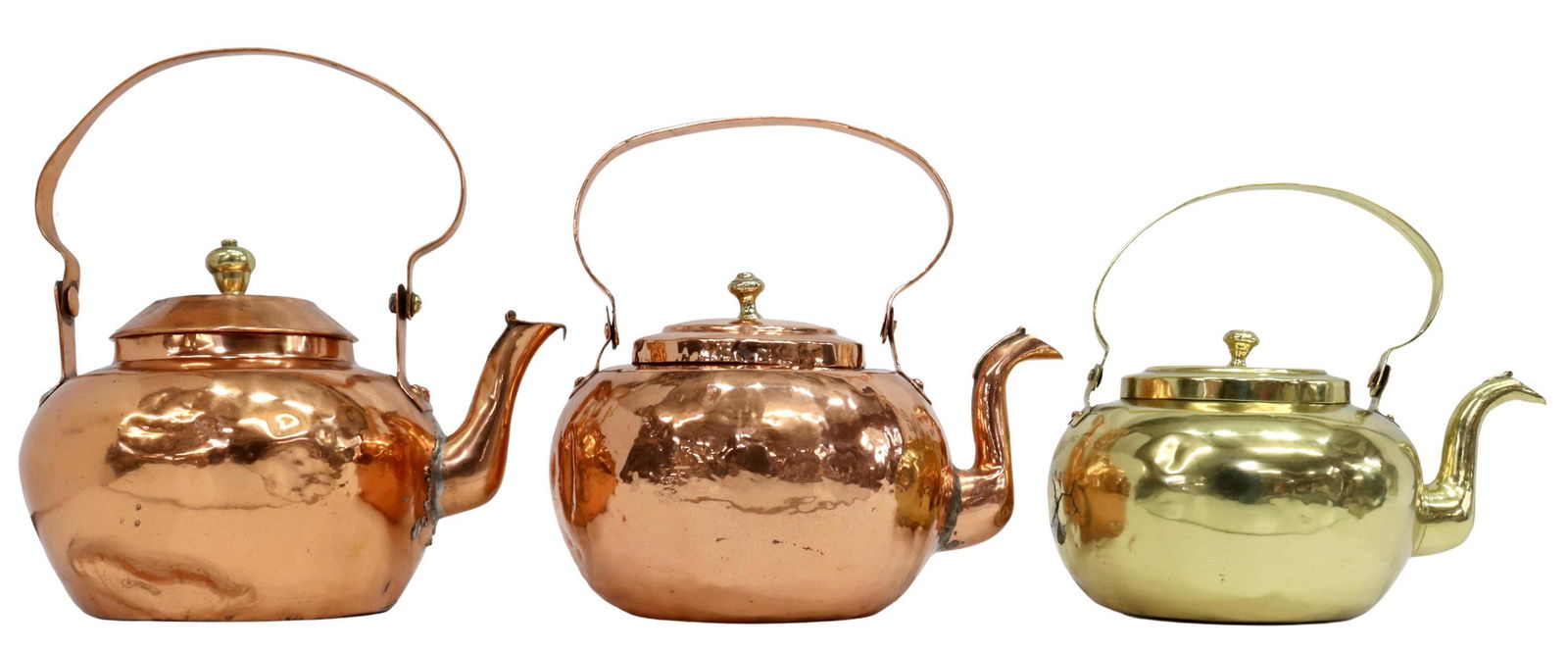 (3) ANTIQUE BRASS & COPPER HOT WATER KETTLES (1 of 6)