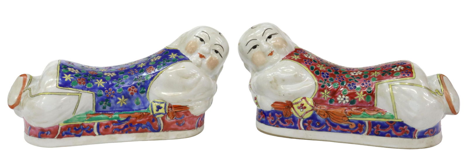 (2) CHINESE ENAMELED PORCELAIN NECK PILLOWS (1 of 3)