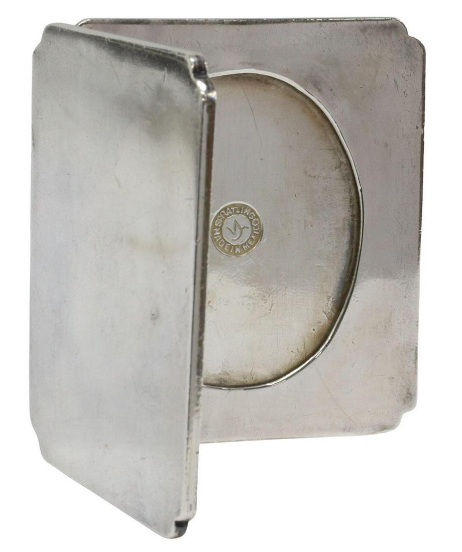 WILLIAM SPRATLING (1900-1967) SILVER PICTURE FRAME: Modernist silver folding picture frame, William Spratling (United States, Mexico, 1900-1967), c.1940s, bifold closure, two oval photo openings, closed: approx 2.5"h, 2 3/8"w, photo opening: approx 1 7