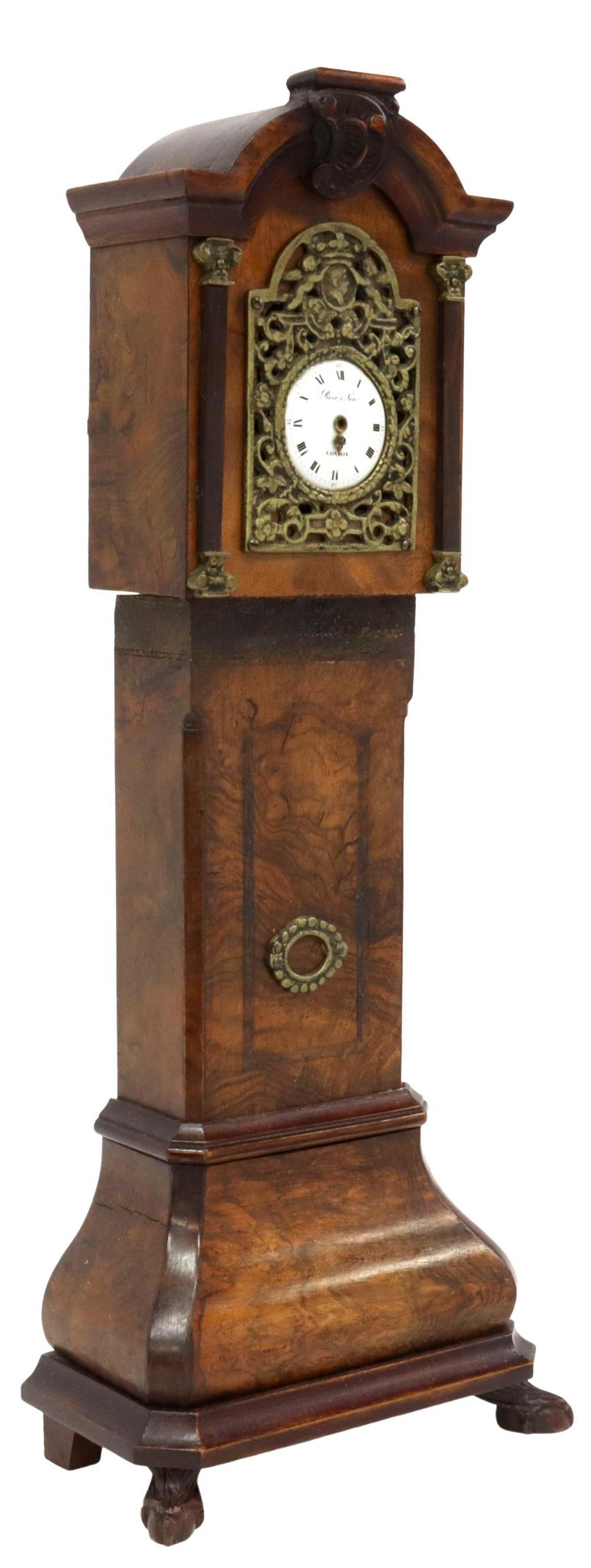 DUTCH MINIATURE WALNUT LONGCASE CLOCK, 17.5"H (1 of 5)