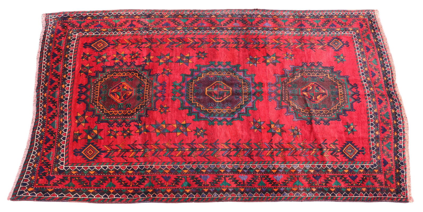 HAND-TIED PERSIAN SHIRAZ RUG, 9'8" X 7'1.5" (1 of 3)
