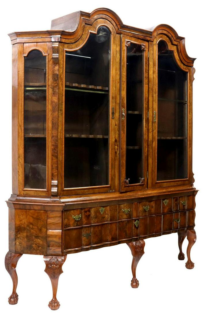 DUTCH BURLED WALNUT DISPLAY CABINET (1 of 5)