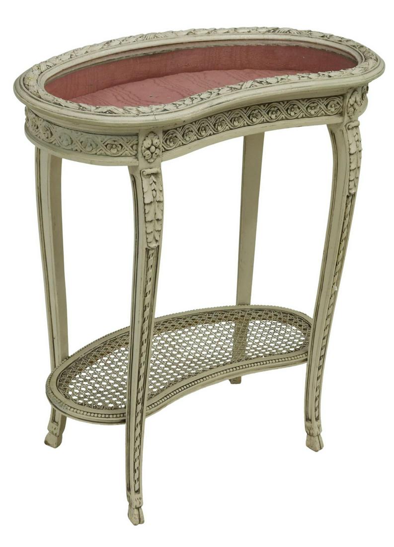 FRENCH LOUIS XVI STYLE KIDNEY-SHAPED VITRINE TABLE (1 of 4)