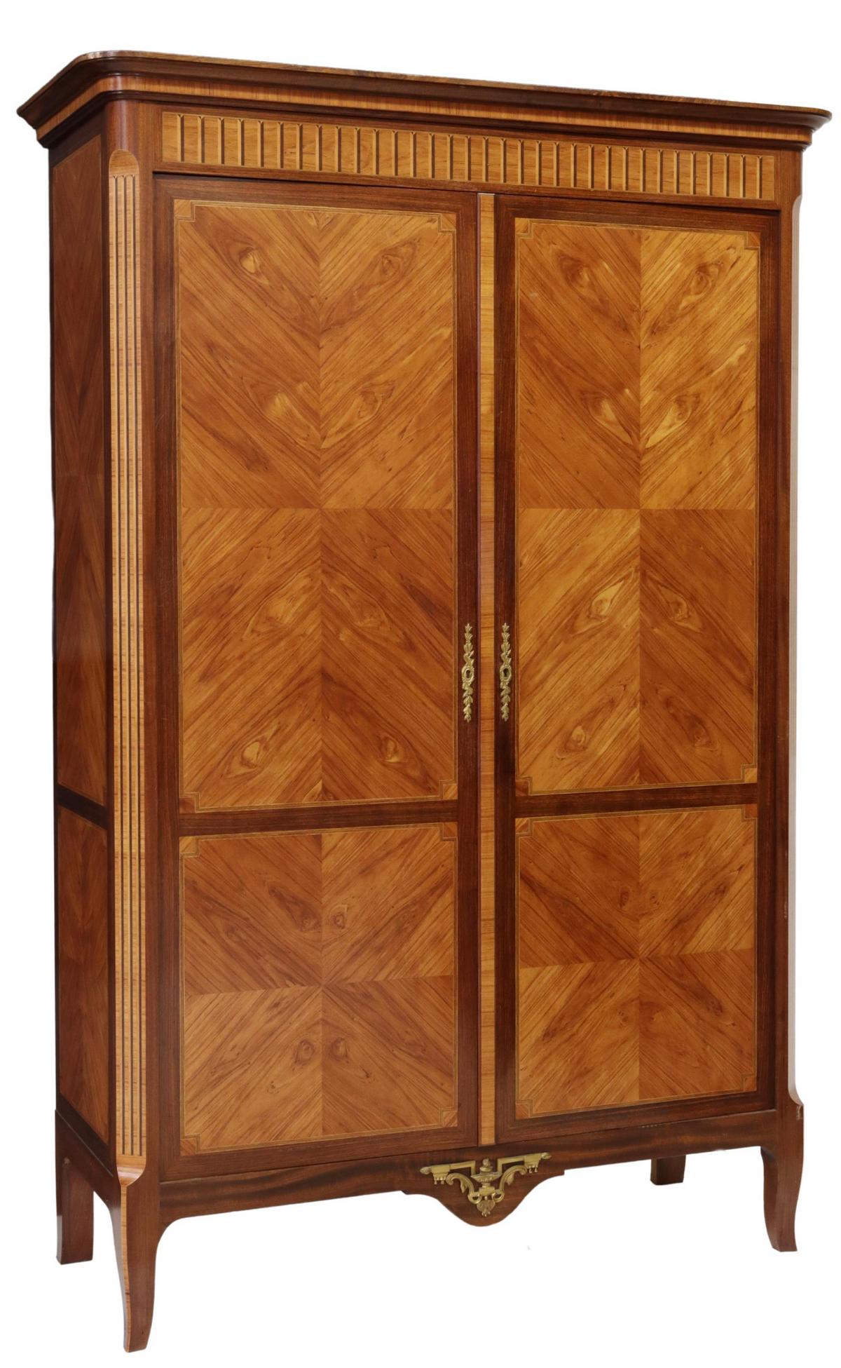FRENCH LOUIS XV STYLE MAHOGANY DOUBLE-DOOR ARMOIRE (1 of 4)