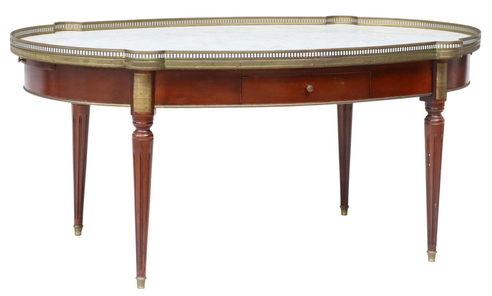 LOUIS XVI STYLE MARBLE-TOP MAHOGANY COFFEE TABLE (1 of 6)