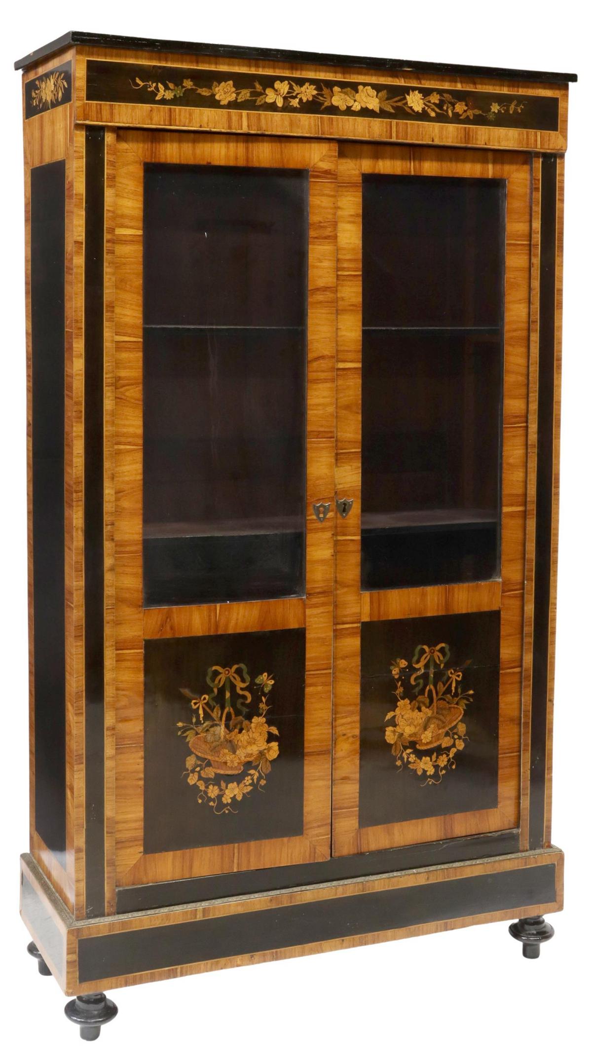 FRENCH NAPOLEON III PERIOD MARQUETRY VITRINE (1 of 4)