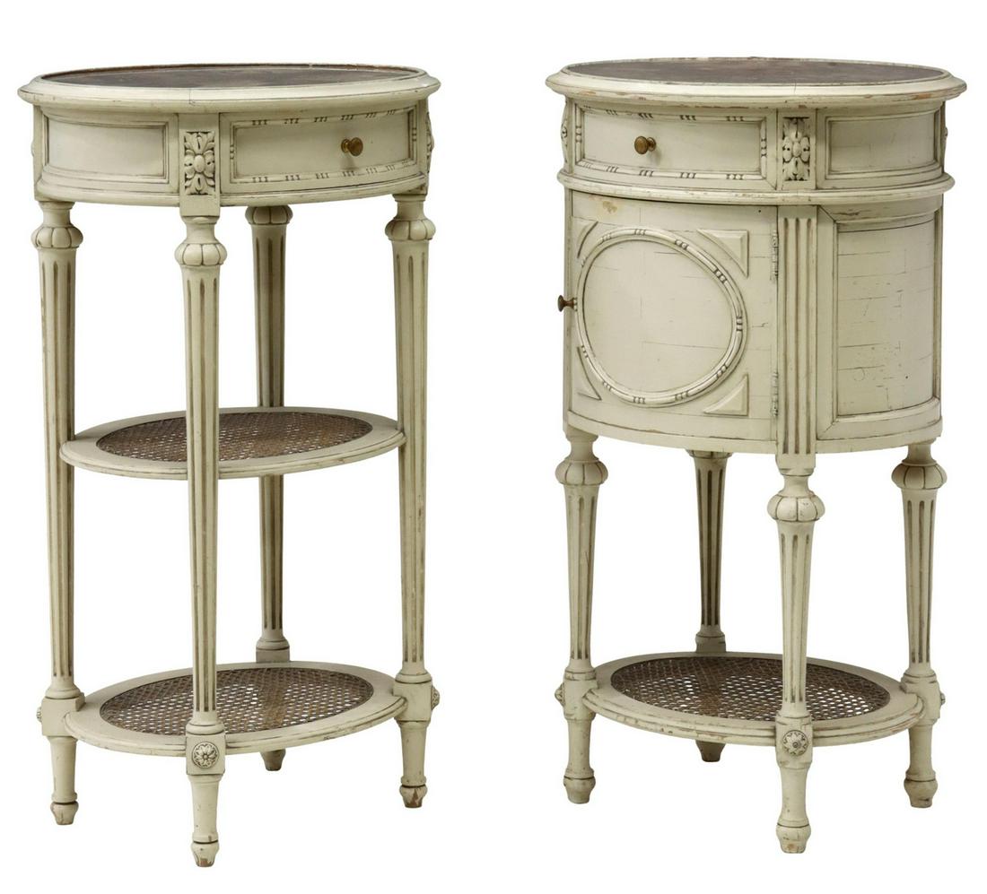 (2) FRENCH LOUIS XVI STYLE PAINTED NIGHTSTANDS (1 of 5)