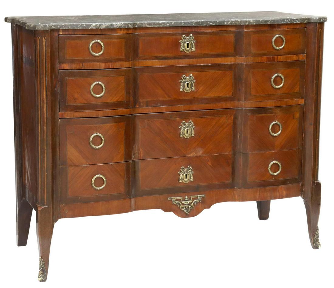 FRENCH LOUIS XVI MARBLE-TOP MAHOGANY COMMODE (1 of 5)
