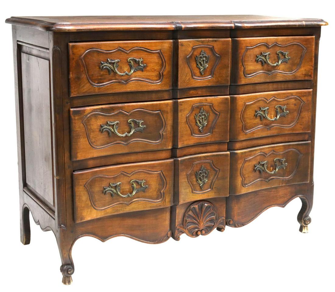 FRENCH LOUIS XV STYLE WALNUT COMMODE EN ARBALETE (1 of 5)