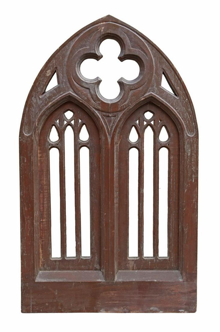 ARCHITECTURAL CARVED WOOD GOTHIC STYLE WINDOW (1 of 2)