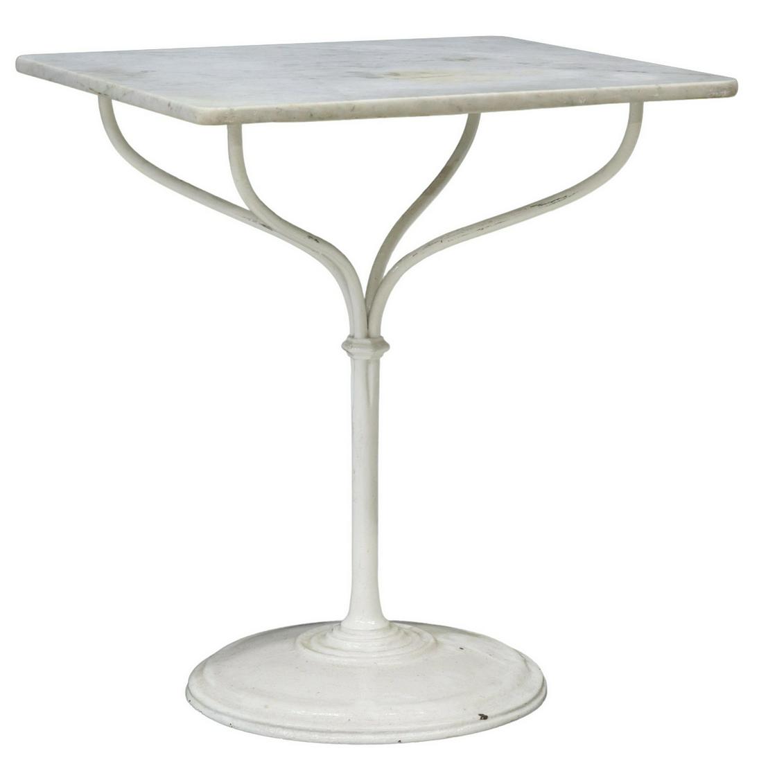 FRENCH MARBLE-TOP CAST IRON BISTRO TABLE (1 of 3)