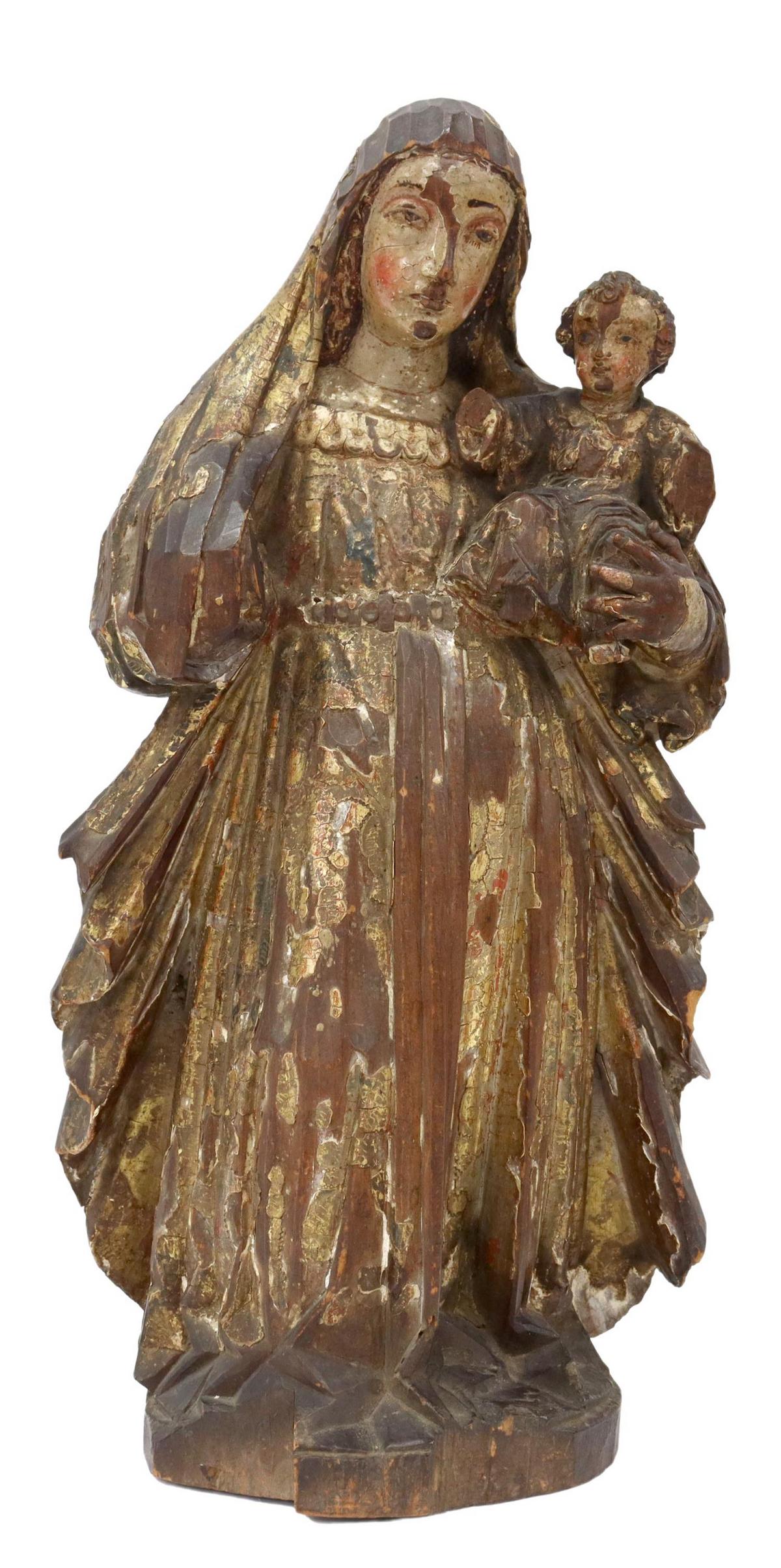 RELIGIOUS SPANISH COLONIAL FIGURE MADONNA & CHILD (1 of 6)