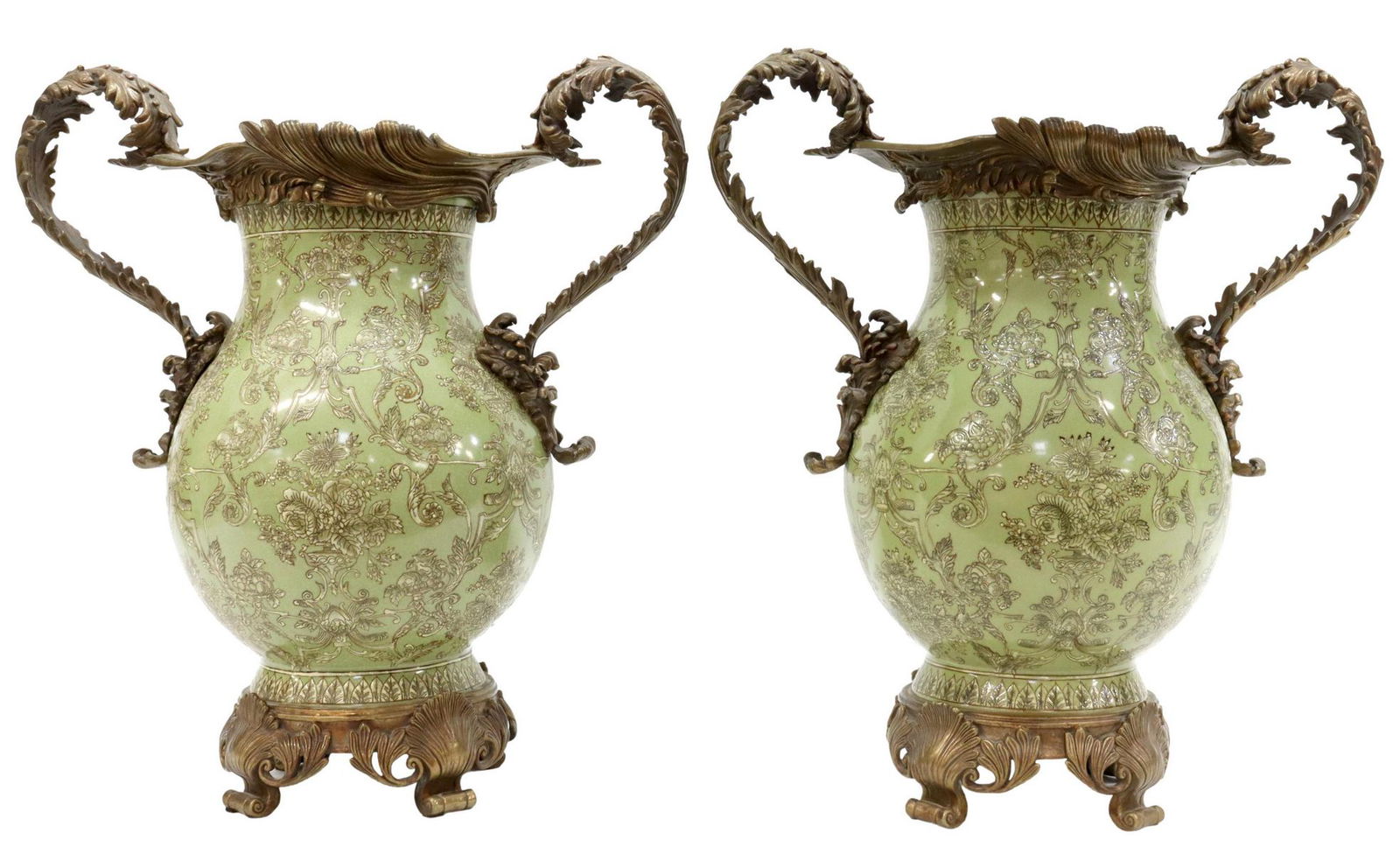 (2) DECORATIVE BRONZE-MOUNTED PORCELAIN VASES (1 of 3)