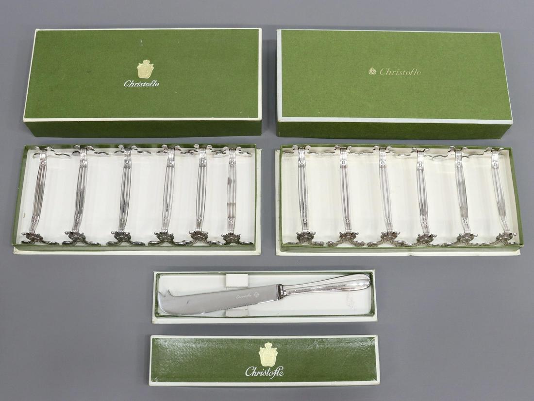 (13) CHRISTOFLE SILVER PLATE KNIFE RESTS & KNIFE (1 of 6)