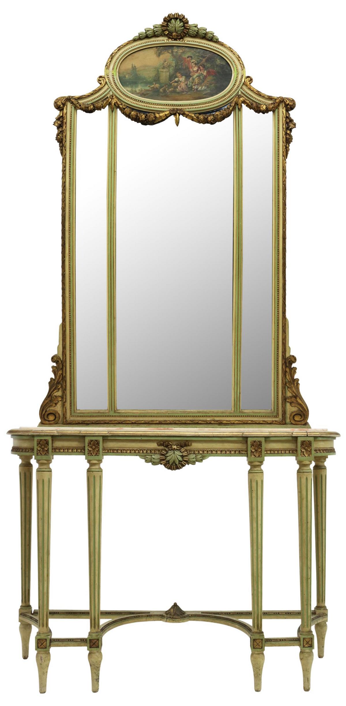 FRENCH LOUIS XVI STYLE CONSOLE TABLE & MIRROR (1 of 3)