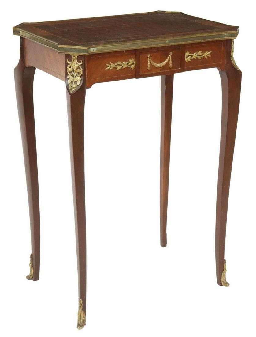 FRENCH LOUIS XVI STYLE PARQUETRY-TOP SIDE TABLE (1 of 4)