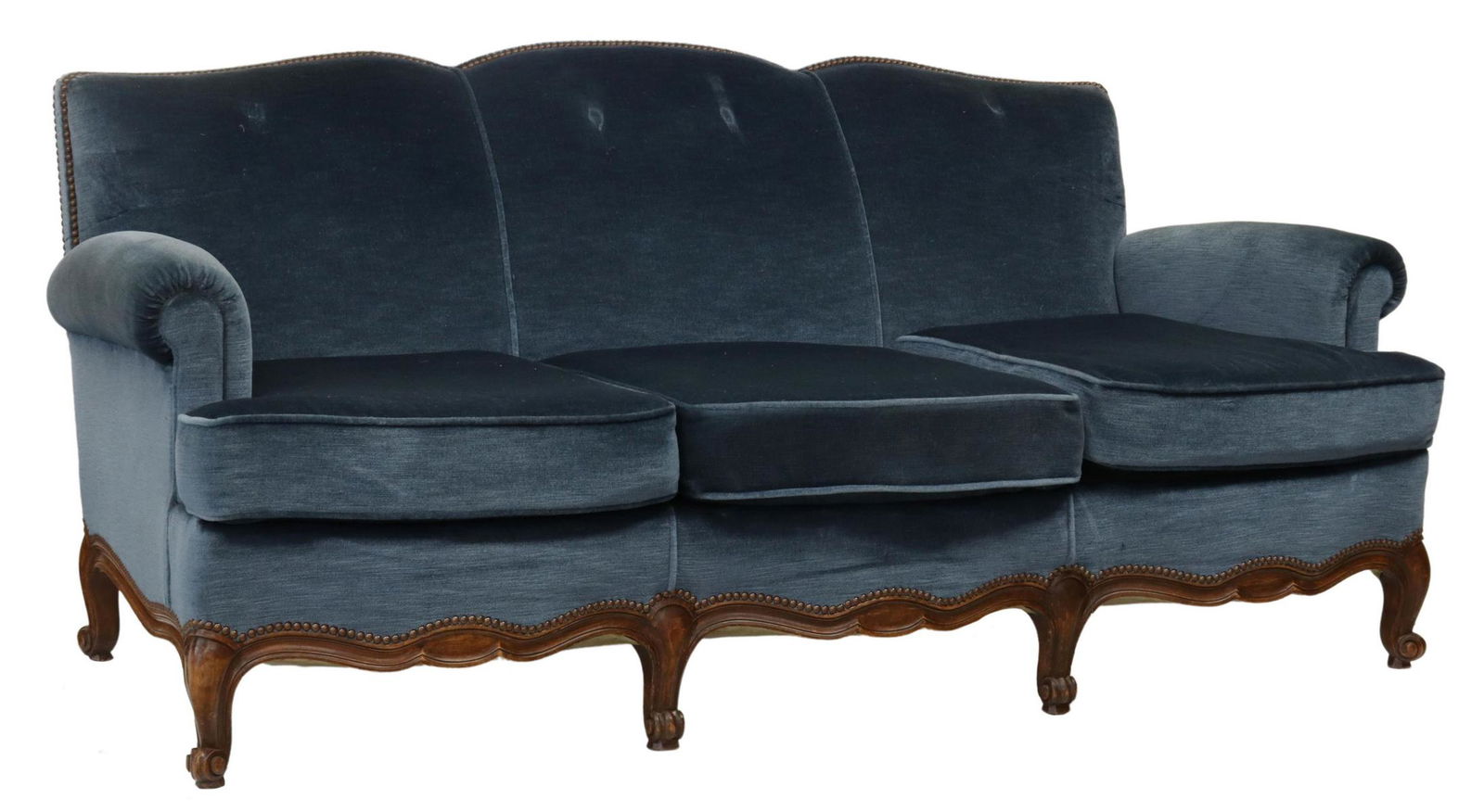 FRENCH LOUIS XV STYLE MOHAIR THREE-SEAT SOFA (1 of 3)
