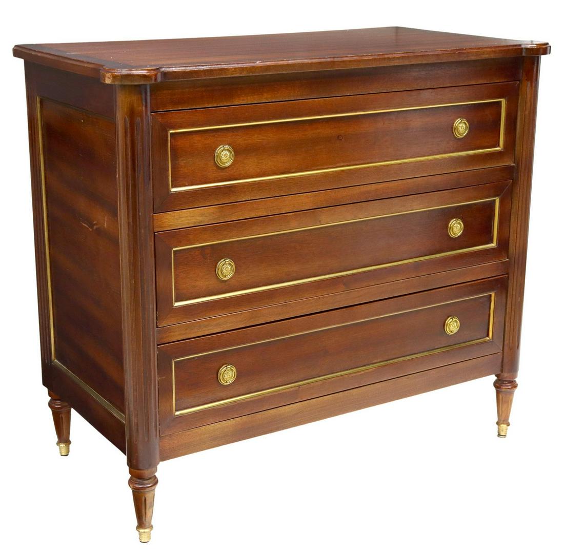 FRENCH LOUIS XVI STYLE MAHOGANY 3-DRAWER COMMODE (1 of 5)