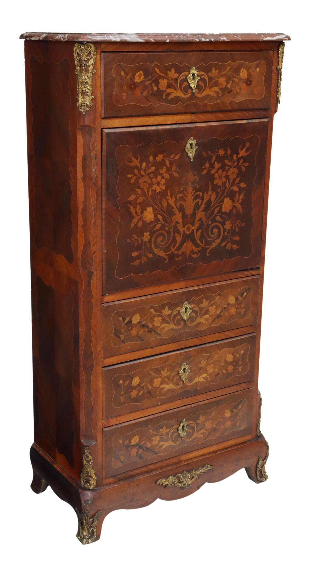 PETITE FRENCH LOUIS XV STYLE SECRETAIRE A ABATTANT (1 of 6)