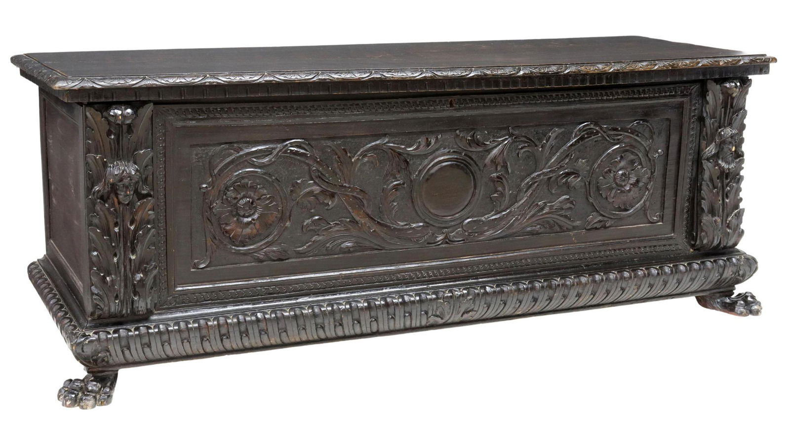 ITALIAN RENAISSANCE REVIVAL EBONIZED CASSONE TRUNK (1 of 5)
