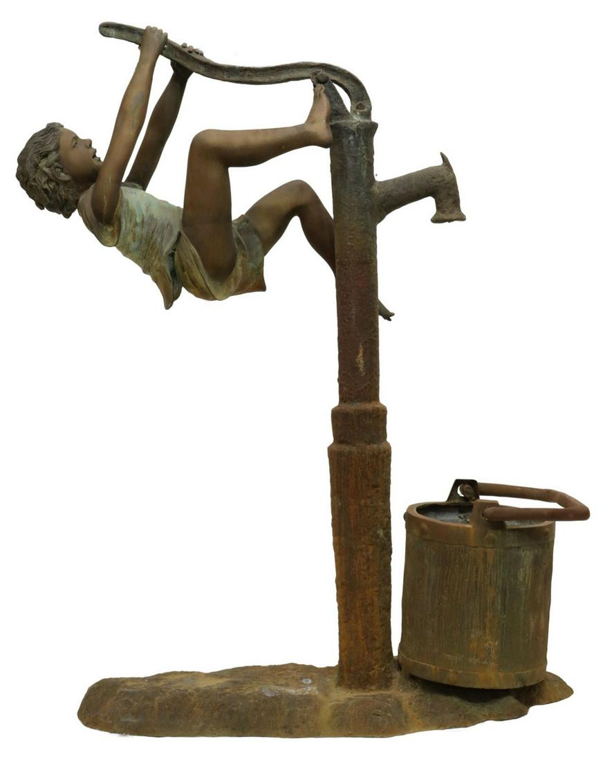 LIFE-SIZE PATINATED BRONZE FIGURAL GARDEN FOUNTAIN (1 of 7)