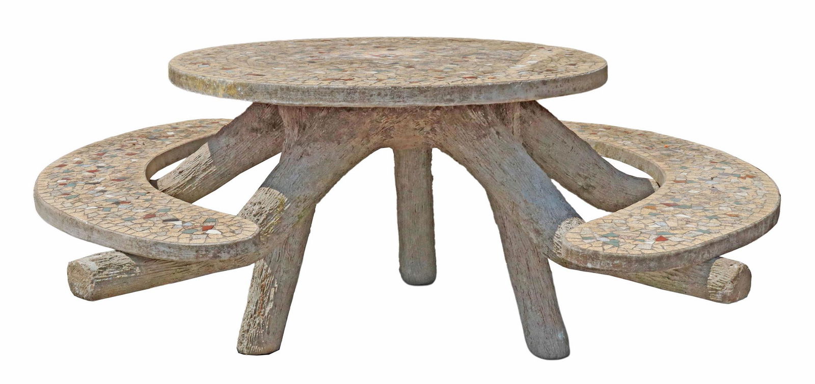OUTDOOR MOSAIC-TOP FAUX BOIS TABLE & BENCHES (1 of 2)
