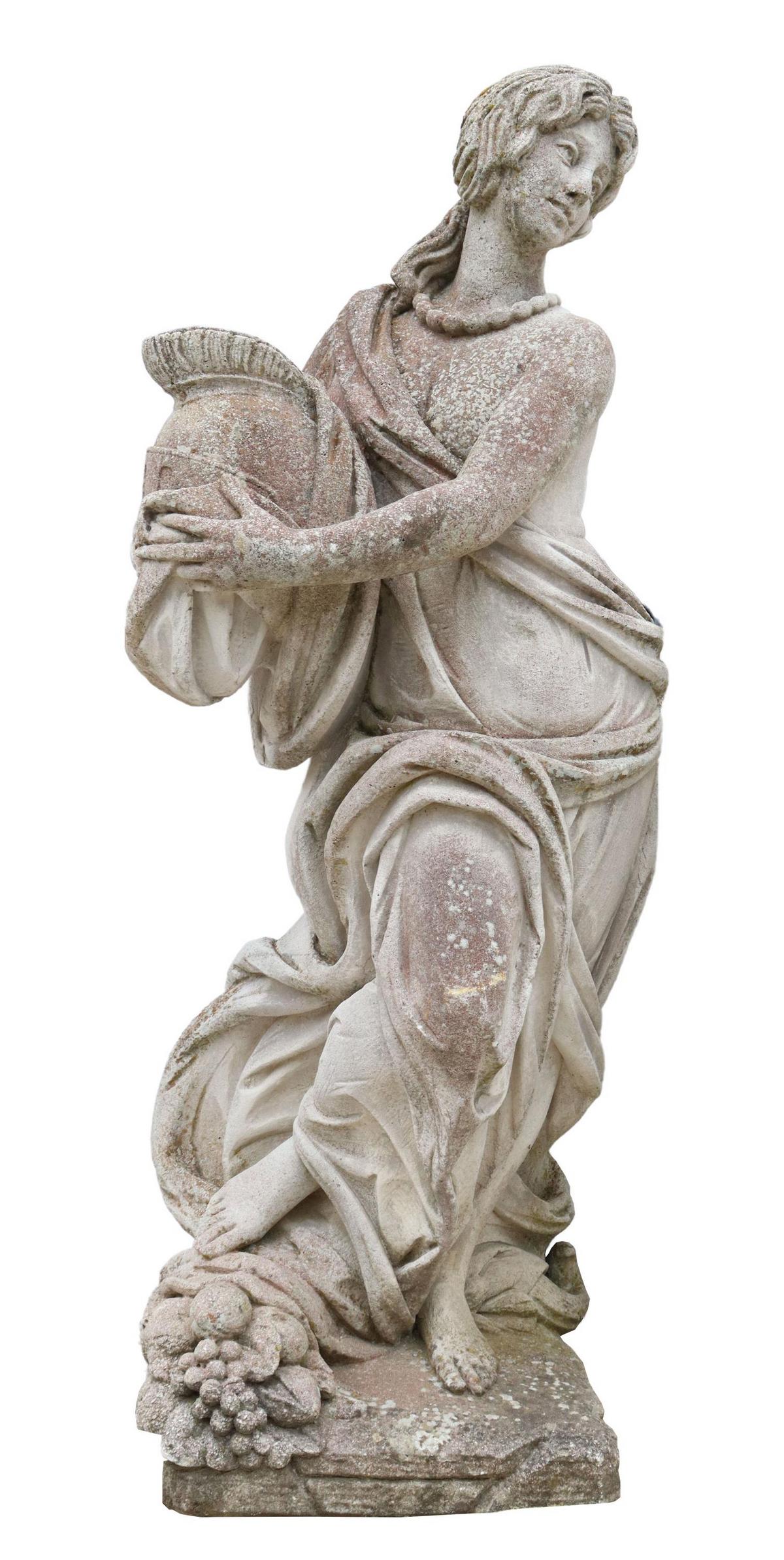 NEAR-LIFE SIZE CAST STONE GARDEN STATUE ATHENA (1 of 2)