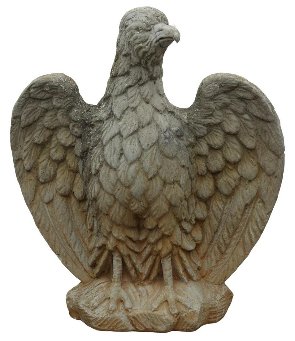 CAST STONE EAGLE GARDEN STATUE, 31.5"H (1 of 2)