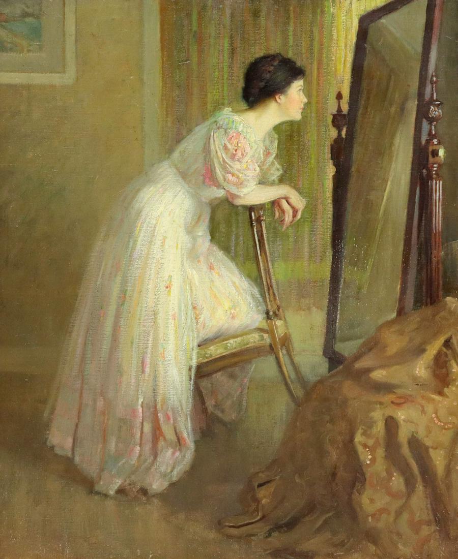 ABBOTT F. GRAVES (1859-1936) LADY AT MIRROR (1 of 3)