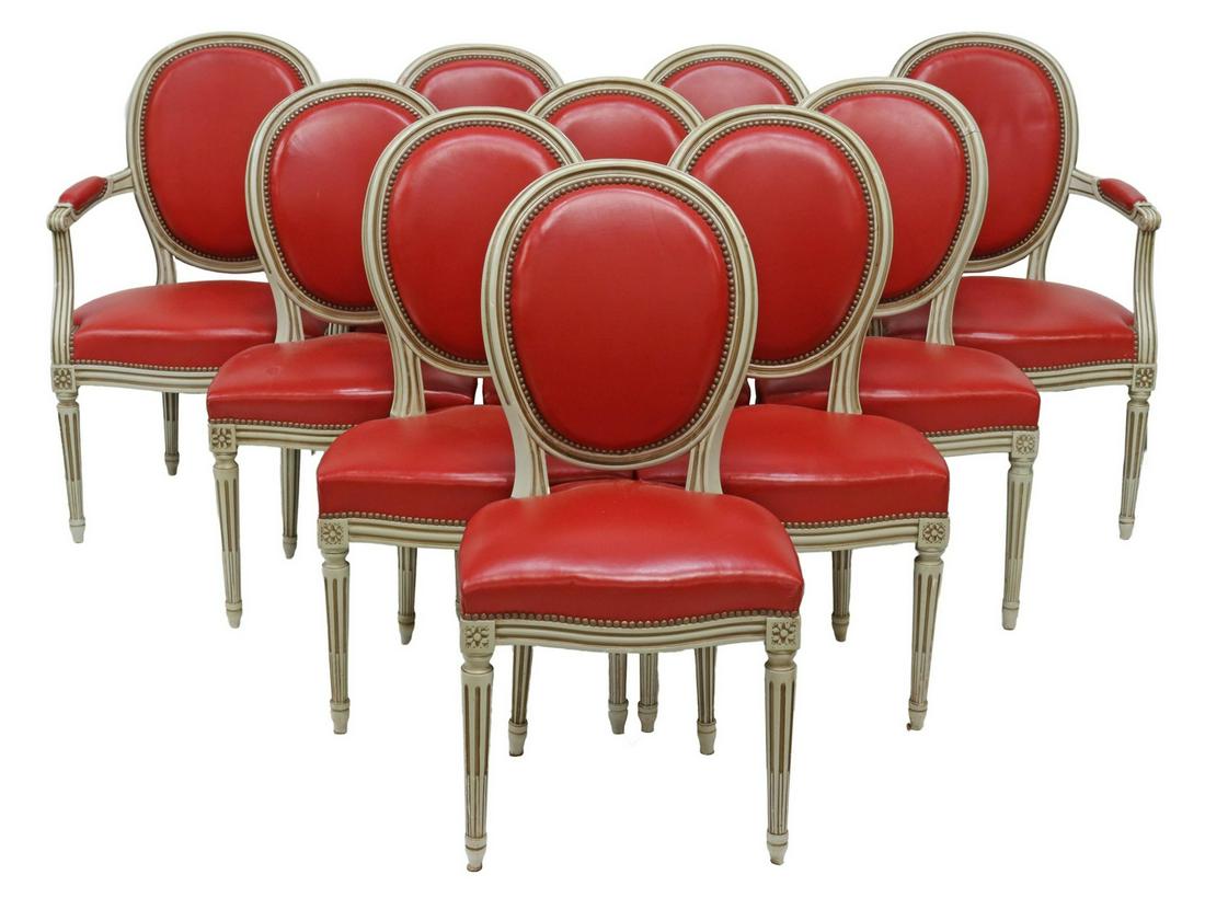 (10) FRENCH LOUIS XVI STYLE PAINTED DINING CHAIRS (1 of 3)
