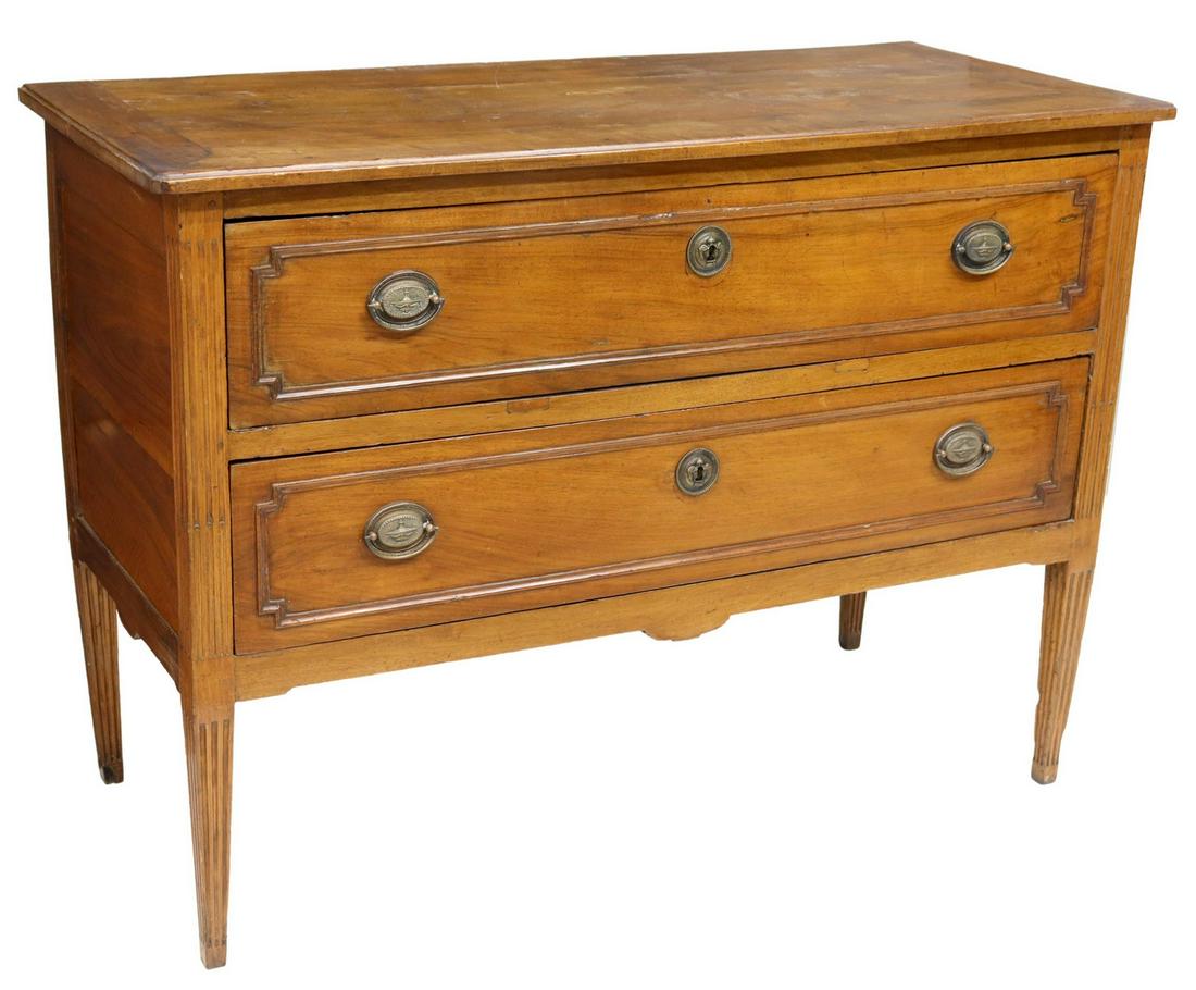FRENCH LOUIS XVI STYLE WALNUT TWO-DRAWER COMMODE (1 of 5)