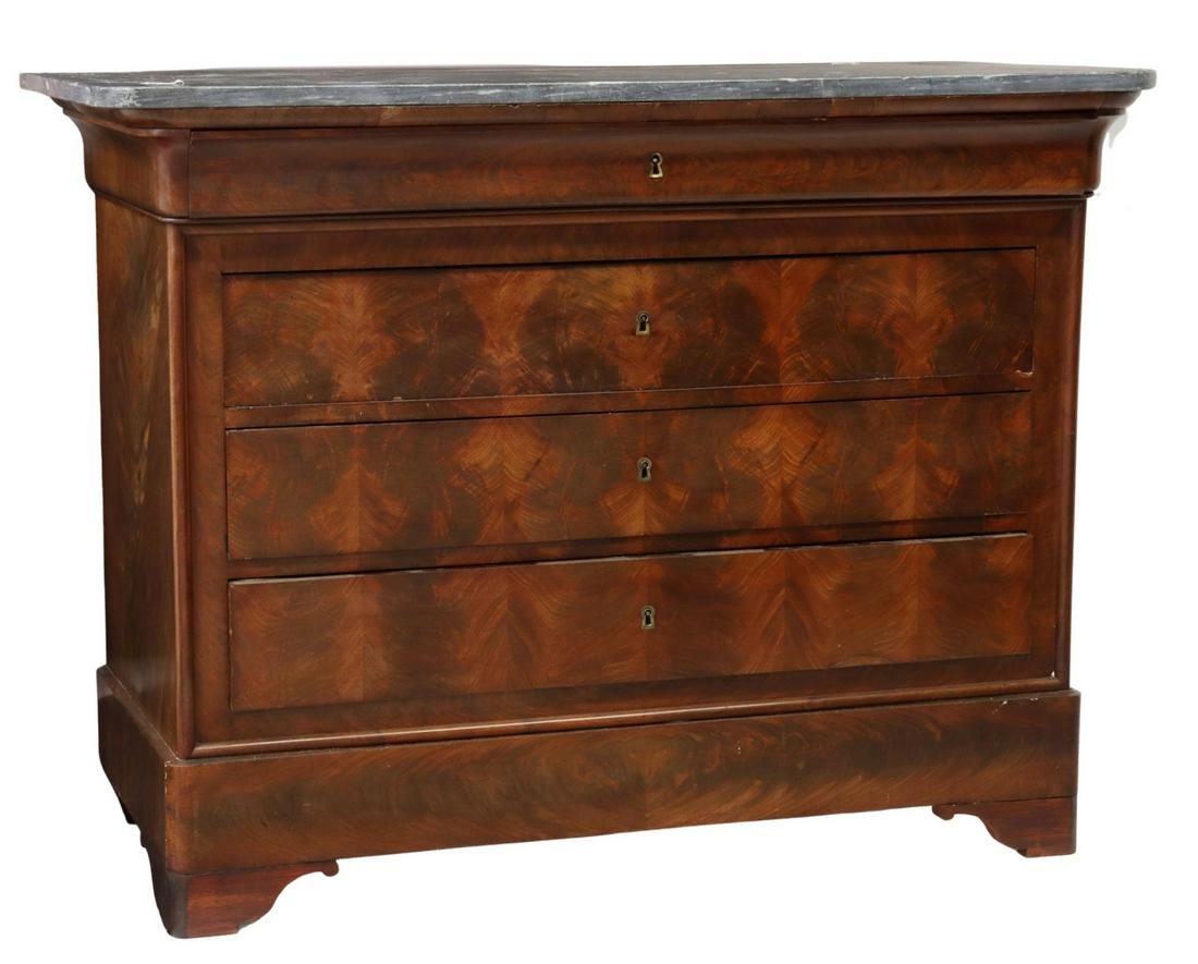 FRENCH LOUIS PHILIPPE PERIOD MARBLE-TOP COMMODE (1 of 5)
