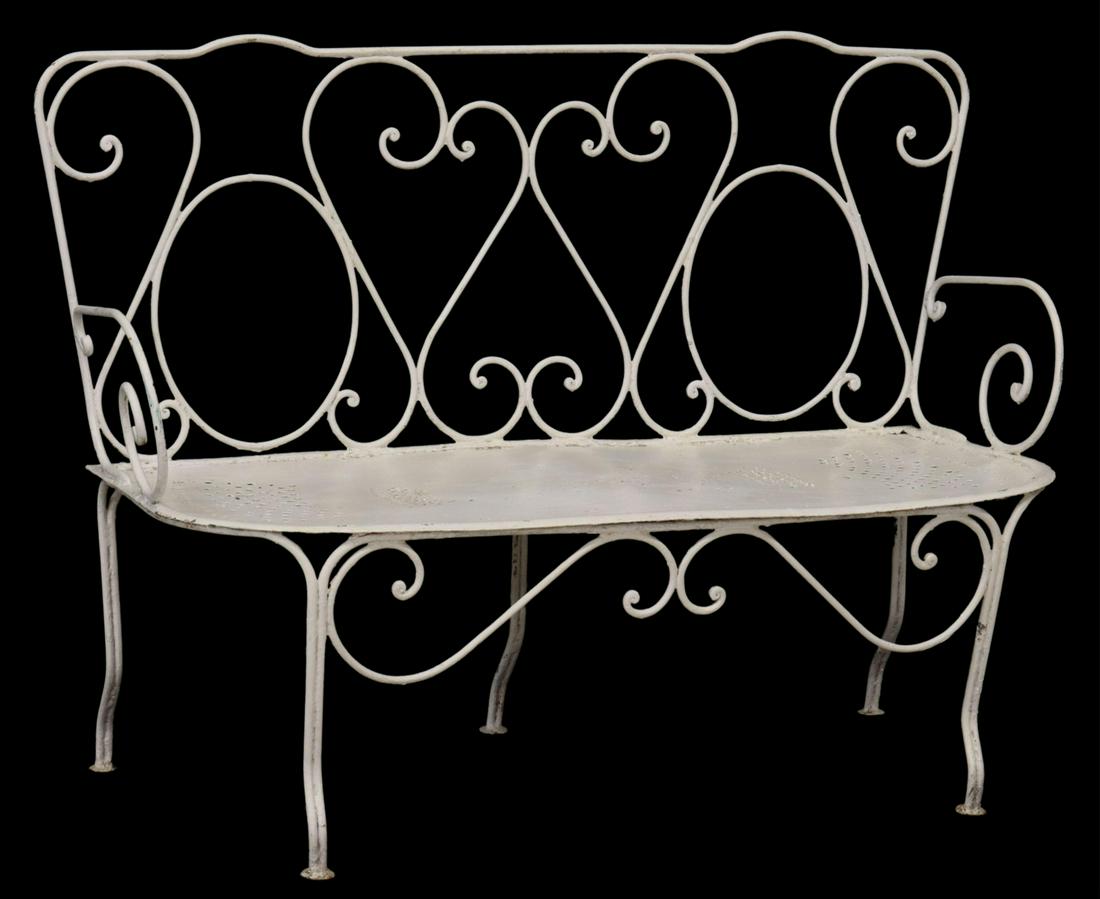 FRENCH PAINTED IRON PATIO GARDEN BENCH (1 of 3)