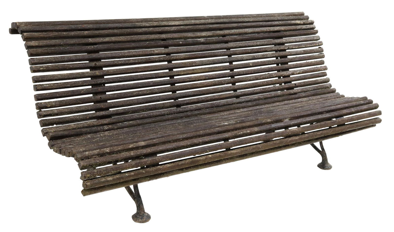FRENCH SLATTED WOOD & CAST IRON GARDEN BENCH (1 of 3)